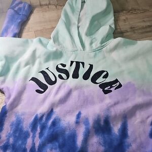 Justice Mint and Purple Tie-Dye Hoodie